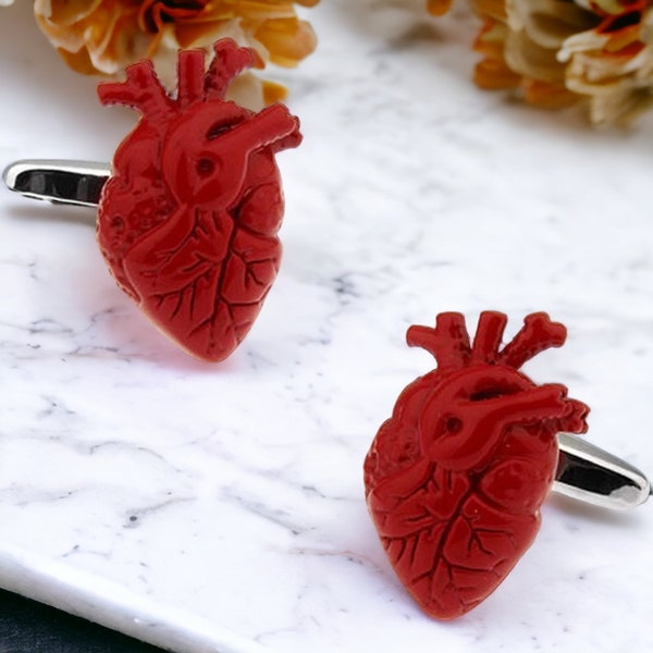 Anatomical Human Heart Cufflinks Novelty Gifts Presents For Men Weddings and Birthdays