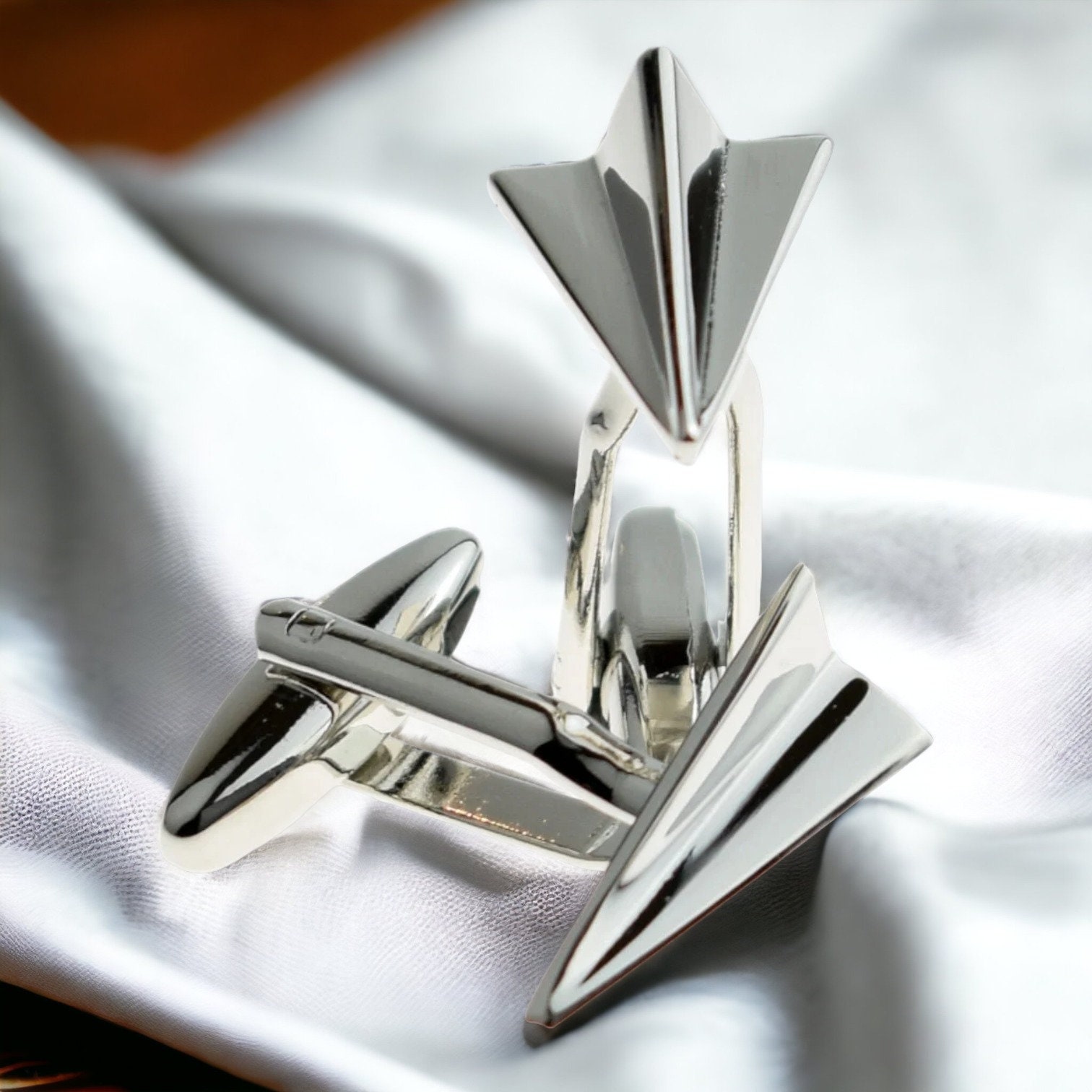Sterling silver paper shop plane cufflinks