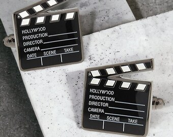 Film Clapper Board Cufflinks Novelty Gifts Presents For Men Weddings and Birthdays