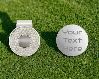 Golf Ball Marker and Hat Clip: Personalised Engraved Set (With Gift Box)