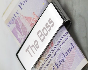 Engraved The Boss Money Clip Personalised Gifts and Present Ideas For Mens Birthdays