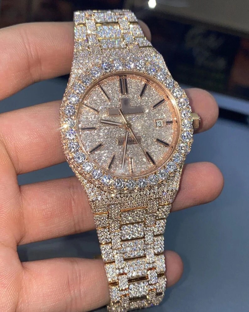Fully Ice Out Diamond Watch ,customize Moissanite Watch for Unisex, VVS
