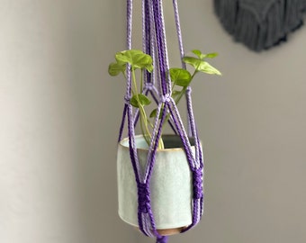 Macrame Plant Hanger for 4-6in pots | Purple Plant hanger | Small Macrame Plant Hanger