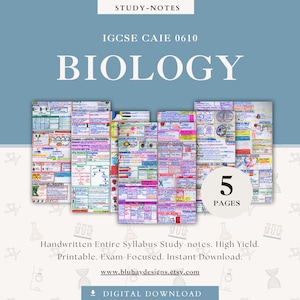 IGCSE Biology 0610 Revision Notes | CAIE Exam Study Guide (Digital Download)
