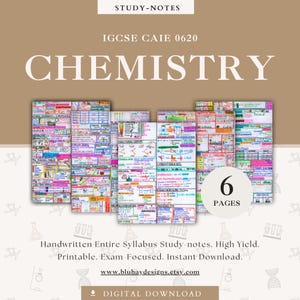 IGCSE Chemistry 0620 Study Notes PDF | CAIE Exam Revision Guide (Digital Download)