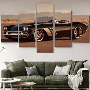 1953 Chevy Corvette 5 Pieces Canvas Wall Art, Large Framed 5 Piece Canvas Wall Art, Extra Large Framed Wall Art, 5 Panel Canvas Wall Art