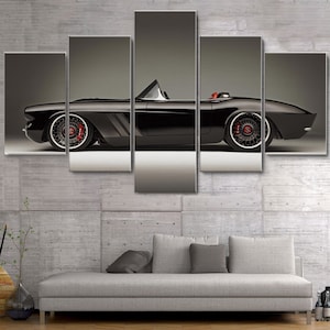 Chevrole Corvette C1 Classic Car 5 pièces Canvas Wall Art, Grand encadré 5 pièces Canvas Wall Art, Extra Large Framed 5 Panel Canvas Wall Art