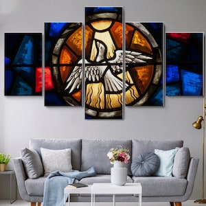 Holy Spirit White Dove 5 Pieces Canvas Wall Art, Large Framed Canvas Wall Art, Extra Large Framed Canvas Wall Art, 5 Panel Canvas Wall Art