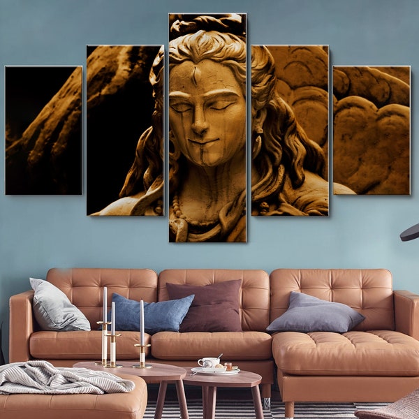 Shiva God 5 Pieces Canvas Wall Art, Large Framed 5 Piece Canvas Wall Art, Extra Large Framed Canvas Wall Art, 5 Panel Framed Canvas Wall Art
