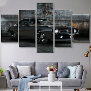 Camaro SS 1969 Muscle Car 5 stuks Canvas Wall Art, Grote Ingelijste 5 stukken Canvas Wall Art, Extra Grote Ingelijste 5 Panel Canvas Wall Art Modern