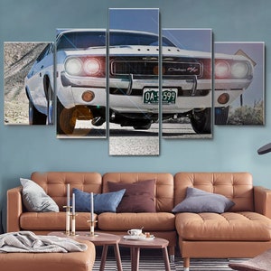 Vanishing Point 1971 Dodge Challenger 5 Pieces Canvas Wall Art, Large Framed Wall Art, Extra Large Framed Wall Art, 5 Panel Framed Wall Art