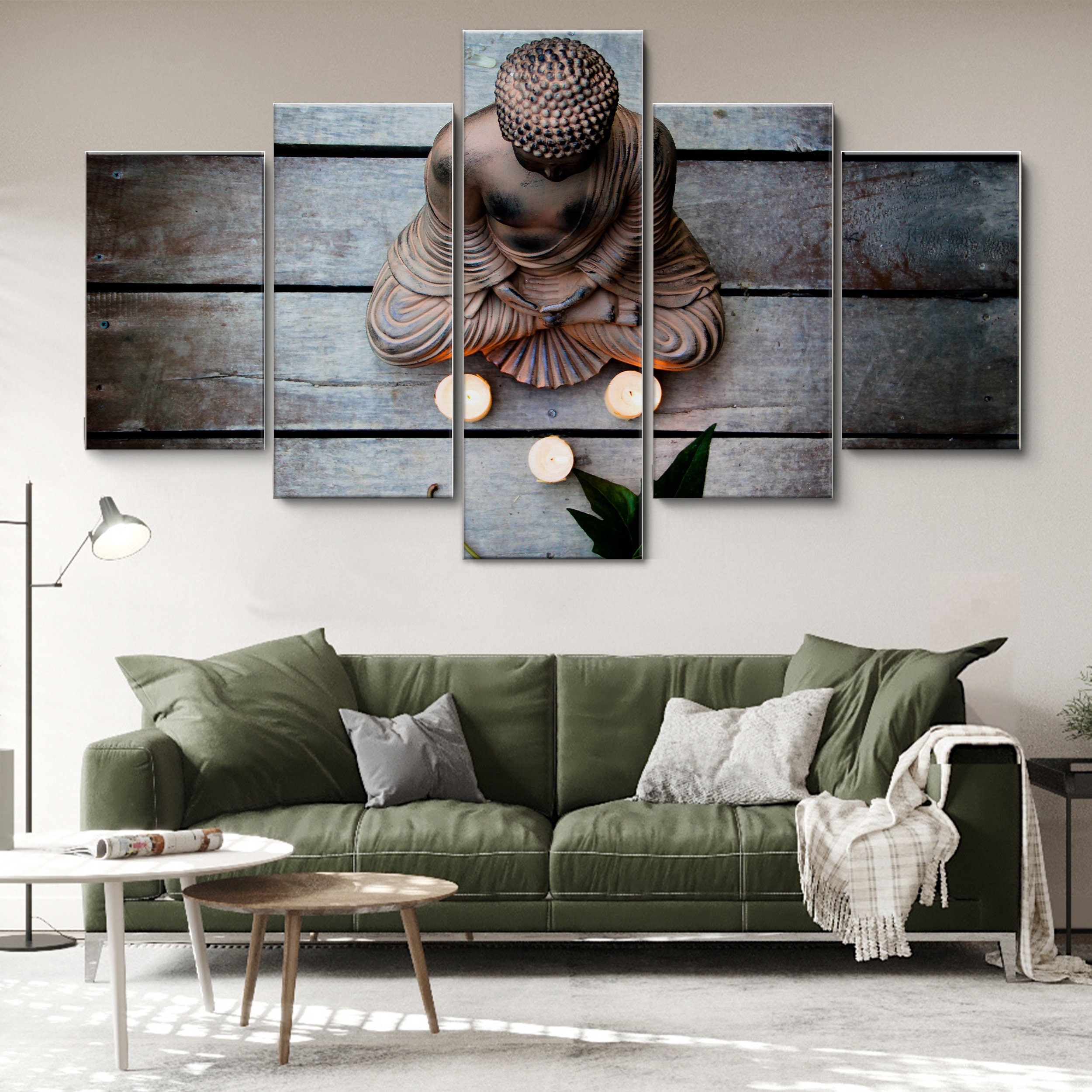 Zen Buddha Meditation Statue 5 Pieces Canvas Wall Art Large - Etsy ...