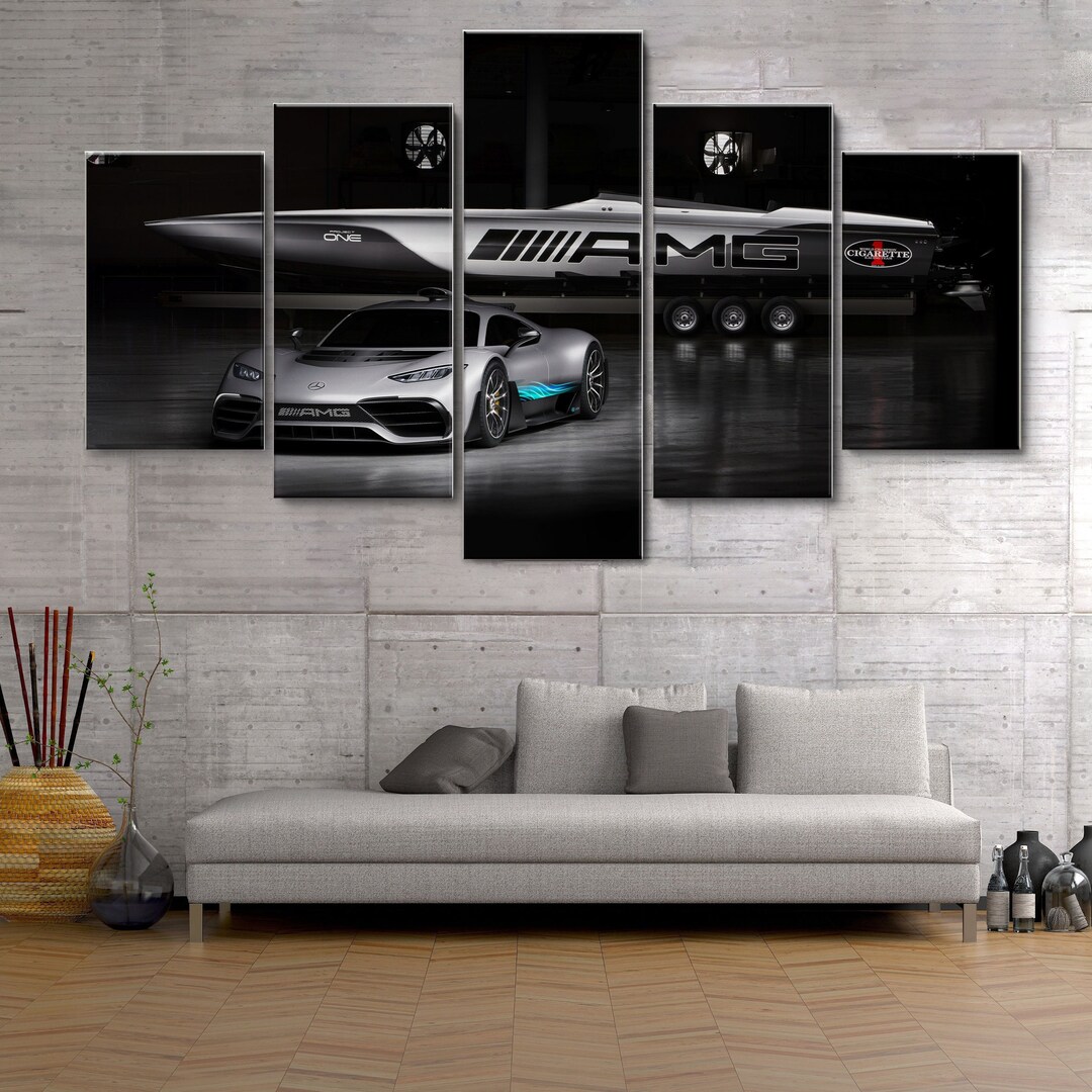 Mercedes-amg and Cigarette Racing 5 Piece Canvas Wall Art, Large Framed ...