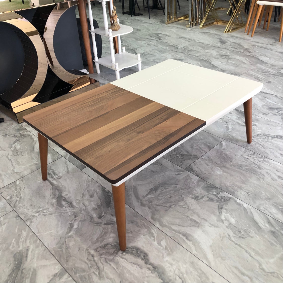 Coffee Table Modern Wood Wood Coffee Table Rectanglewalnut Etsy