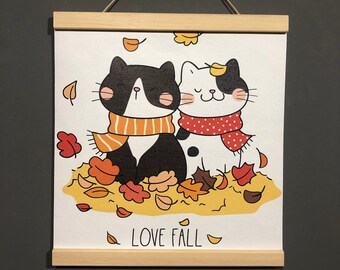 Cute Cats Canvas Poster Set of 3 for Kids Room,Cute Cat Wall Art