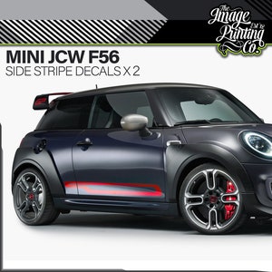 Mini JCW F56 Side Stripes Vinyl Decals x 2 - Stickers - Cooper Works - Graphics - Decals - Customization - Custom Colours - Air-Release