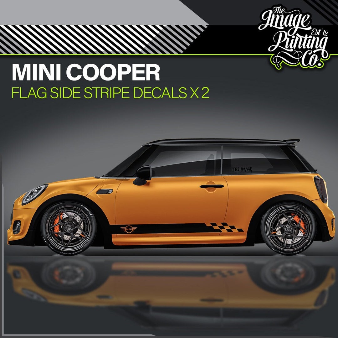 Mini Cooper Racing Flag Side Stripes Vinyl Decals X 2 - Car Design ...