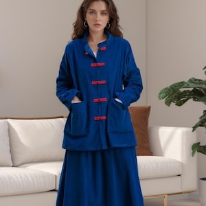 Thick Cotton Corduroy Blouse Soft Warm Shirt Long Sleeve Tops Coat Custom clothes Plus Size Blouse Spring Blouse Winter Blouse Fall Jacket