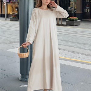 Winter Dress Heavier Fabric Dress Fall Dress Warm Dress Thicker Cotton Dress Long Sleeves Outwear Dress Size XS to 6XL ( Custom Plus Size)