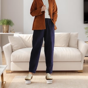 Cotton Corduroy Pant Elastic waist pants Thick Winter pants for women Loose long pants wide leg trousers Custom plus pants Spring Fall Pant