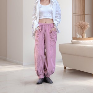 Cotton Corduroy Pant Elastic waist pants Thick Winter pants for women Loose long pants wide leg trousers Custom plus pants Spring Fall Pant