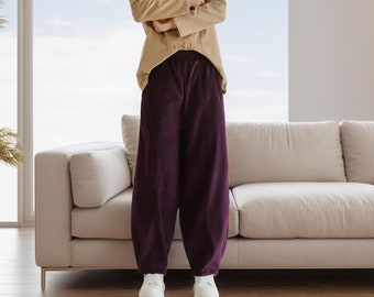 Pantalón de pana de algodón, pantalones de cintura elástica, pantalones gruesos de invierno para mujer, pantalones largos sueltos, pantalones de pierna ancha, pantalones personalizados de talla grande, pantalones de primavera y otoño.