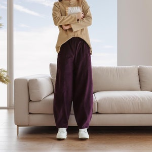 Cotton Corduroy Pant Elastic waist pants Thick Winter pants for women Loose long pants wide leg trousers Custom plus pants Spring Fall Pant