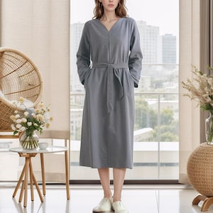 Winter Dress Heavier Fabric Dress Fall Dress Warm Dress Thicker Cotton Dress Long Sleeves Outwear Dress Size XS to 6XL ( Custom Plus Size)