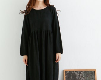 Clearance Spring Thicker Cotton Dress Casual Loose Soft Dresses Long sleeves Maxi Dress