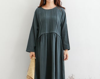 Thicker Winter Oversized Dress Thicker Cotton Dress Casual Loose Soft Dresses Long sleeves Midi Dress
