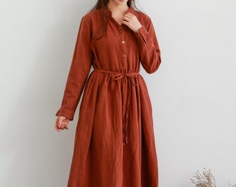 Clearance Spring Thicker Cotton Dress Casual Loose Soft Dresses Long sleeves Midi Dress