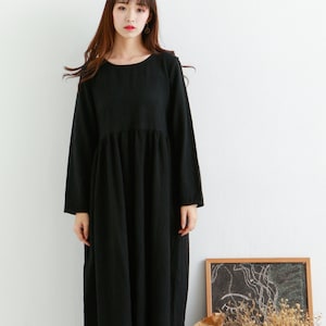 Clearance Fall Winter Thicker Cotton Dress Casual Loose Soft Dresses Long sleeves Maxi Dress