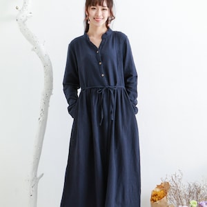 Clearance Fall Winter Thicker Cotton Dress Casual Loose Soft Dresses Long sleeves Midi Dress