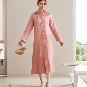 Winter Hooded Coat Dress Heavier Dress Cardigan Fall Dress Warm Dress Thicker Cotton Dress Long Sleeves Outwear Dress ( Custom Plus Size)
