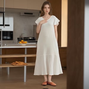 Summer Dress Cotton Dress Short Sleeve Dress Midi Dress Customized Plus Size Clothes Shift Dress Tunics Loose A-line Sundress Soft Homewear
