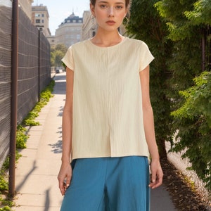 Blusas de algodón de verano para mujer, blusas sin mangas, blusas irregulares, blusas cortas por delante y largas por detrás, blusas de talla grande, blusas personalizadas, blusa de lino