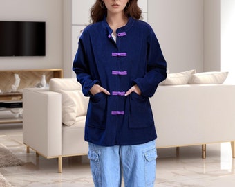 Thick Cotton Corduroy Blouse Soft Warm Shirt Long Sleeve Tops Coat Custom clothes Plus Size Blouse Spring Blouse Winter Blouse Fall Jacket
