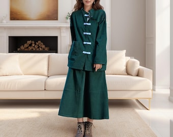 Thick Cotton Corduroy Blouse Soft Warm Shirt Long Sleeve Tops Coat Custom clothes Plus Size Blouse Spring Blouse Winter Blouse Fall Jacket