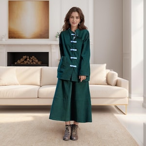 Thick Cotton Corduroy Blouse Soft Warm Shirt Long Sleeve Tops Coat Custom clothes Plus Size Blouse Spring Blouse Winter Blouse Fall Jacket