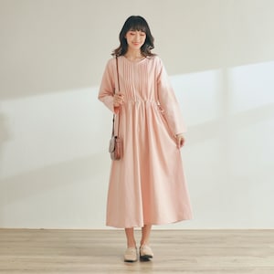 Winter Dress Heavier Fabric Dress Fall Dress Warm Dress Thicker Cotton Dress Long Sleeves Outwear Dress Size XS to 6XL ( Custom Plus Size)