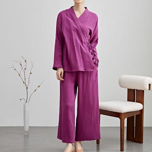 Pure Natural Cotton Sleepwear Double gauze Organic Cotton Pajamas Set Women's Loungewear, Casual Vintage Homewear Garment Soft Nightwear