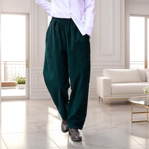 Cotton Corduroy Pant Elastic waist pants Thick Winter pants for women Loose long pants wide leg trousers Custom plus pants Spring Fall Pant