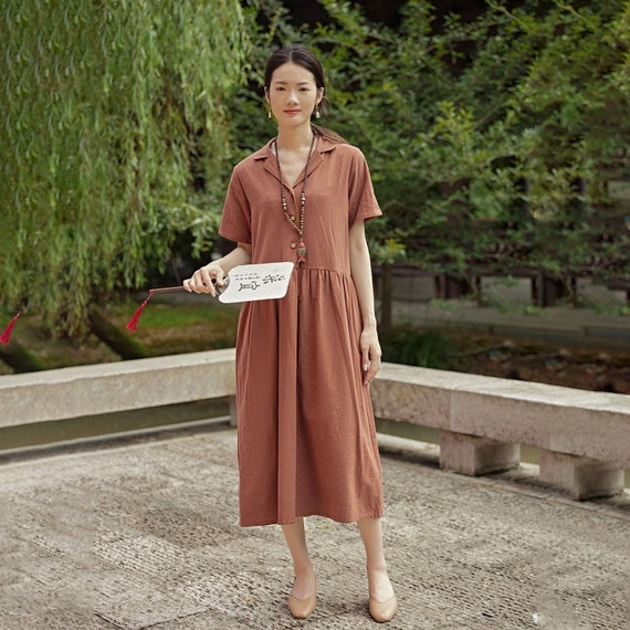 white christmas dresses Fuchsia Floral Cotton Midi Dress - Casual Dresses main image 1
