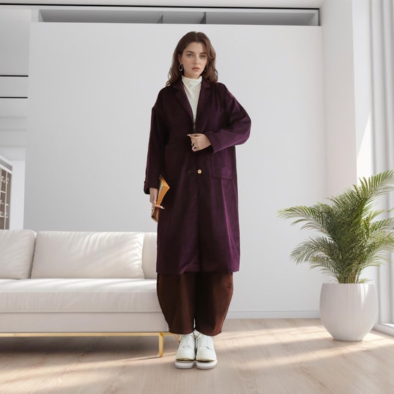 Thick Coat Cotton Corduroy Coat Long Sleeves Cardigan Dress Loose Customized Shirt Coat Hand Made Plus Size Corduroy Jacket Winter/Fall