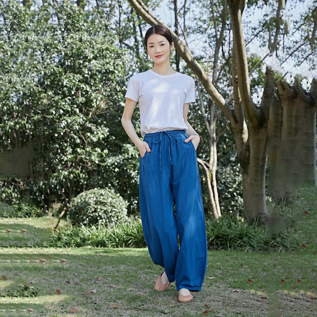 Unique Print Elastic Waist Loose Pocket Holiday Wide Leg Pants main image 0
