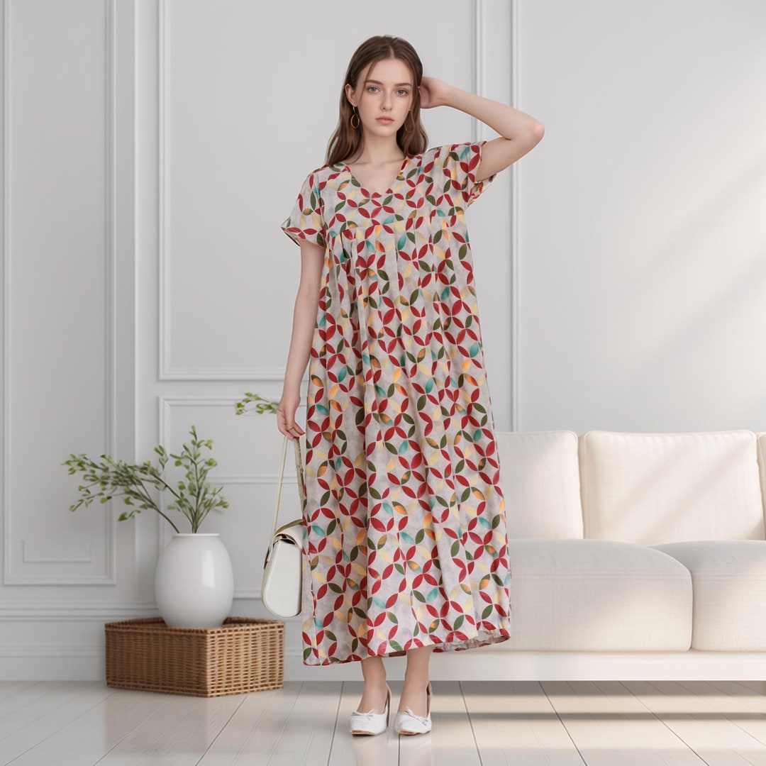 Modern prints cotton clothes big pockets Dresses summer Dress