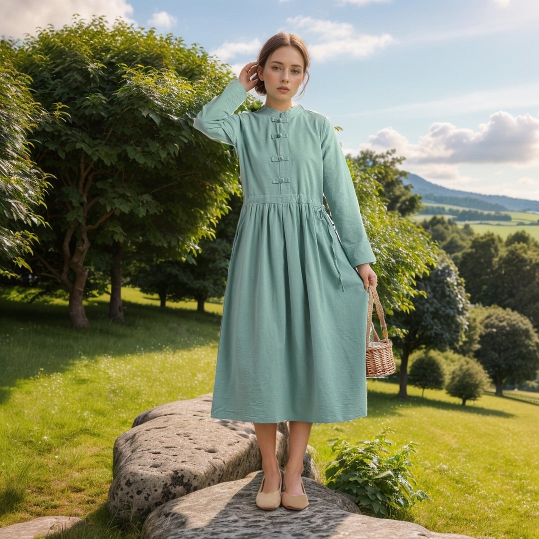 Chic Long Sleeve Cotton Dress main image 0