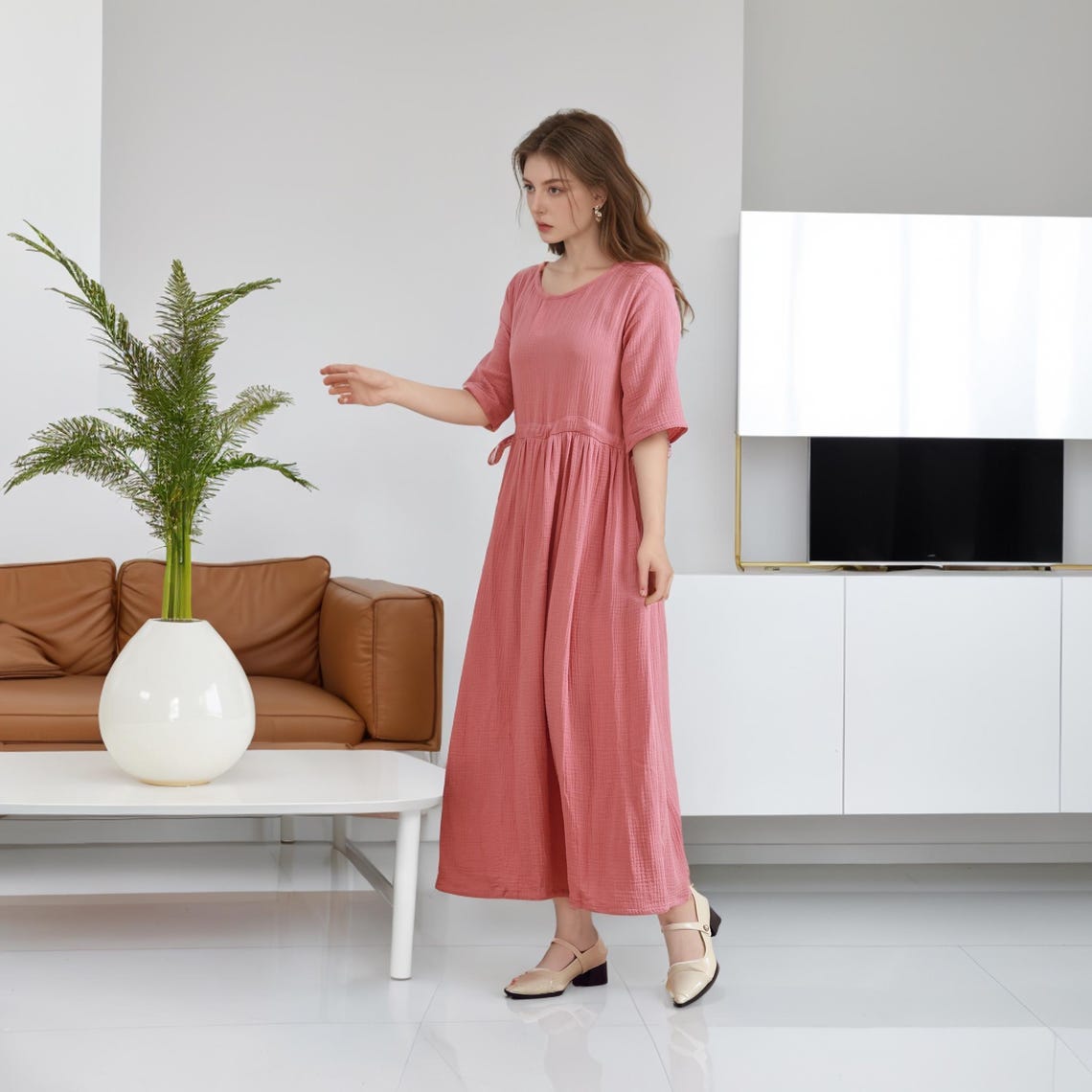 evening long dresses for women Elegant Sleeves Sequin Dress The Pretty in Pink Primary color:Pink womens sweaters