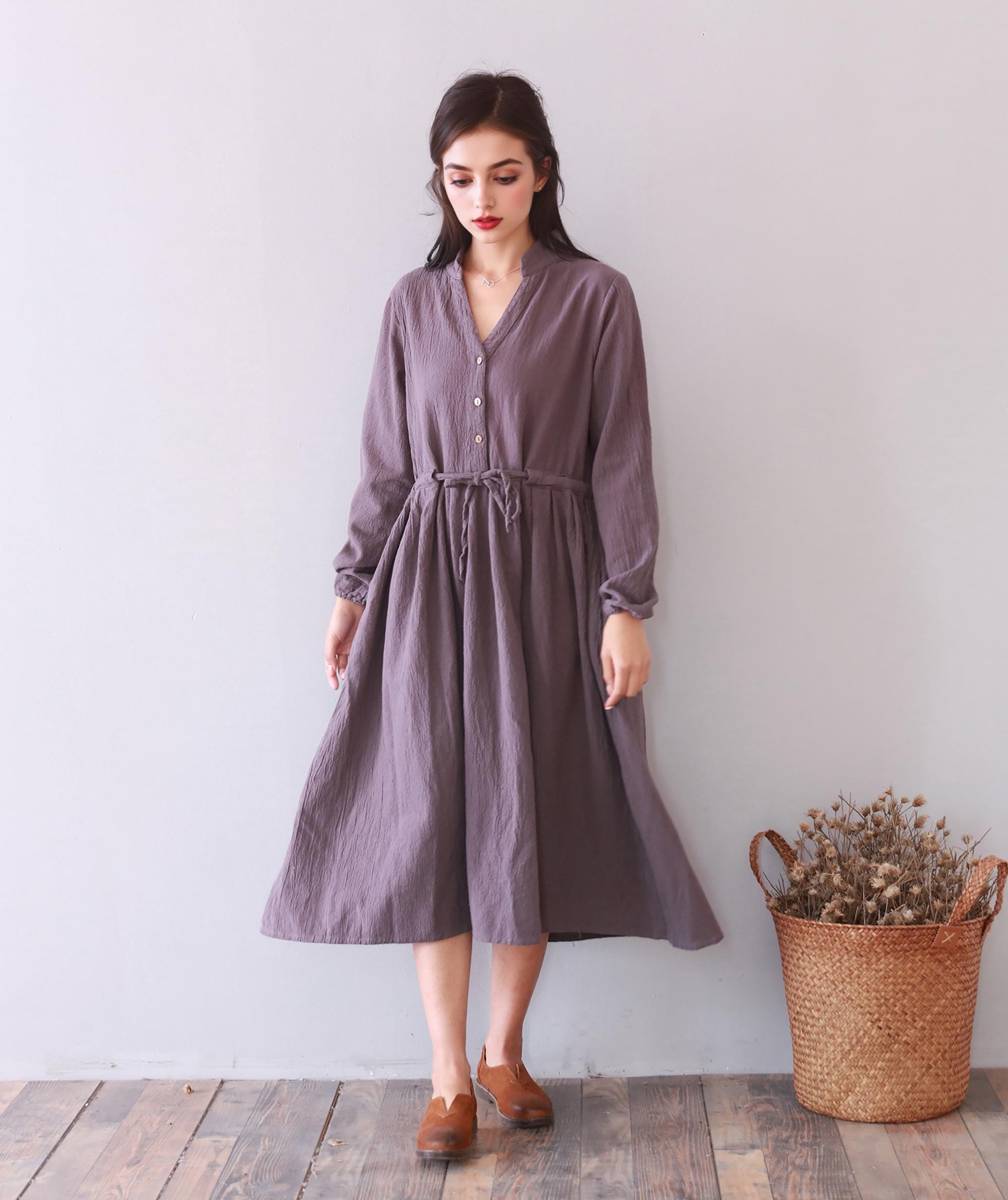 office dress cotton thick Clearance Fall Spring Thicker Plus Size Casual Loose Soft Dresses Long sleeves Midi Dress Size:UK14 - (US10) LowStock:42161701945395 Garment dyed for a Mermaid Floral Embroidered Mermaid Formal dresses