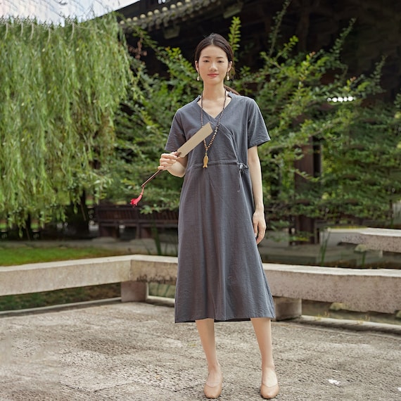 cotton a line dress with pockets Teal Blue Cotton Sleeveless A-Line Short Shift Dress 46" / Custom Height (Free)